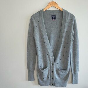 PINK Victoria's Secret Gray Cardigan Sweater V-Neck Long Sleeve